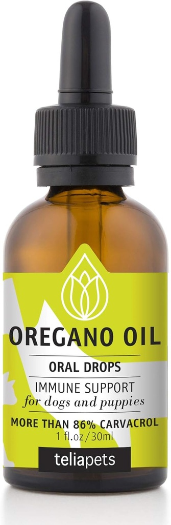 Vetercure Oregano huile gouttes orales pour les animaux de compagnie- Protection immunitaire naturelle pour chiens et chiots- Supplément pour animaux de compagnie - Action nettoyante profonde pour le manteau de chien parfait, la peau et la santé générale-1 fl.oz