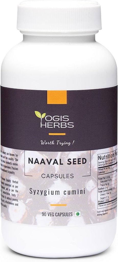 YOGIS HERBS Marine Seed Capsules (Syzygium cumini/Jamun Seed/Indian BlackBerry) 90 Veg Capsules