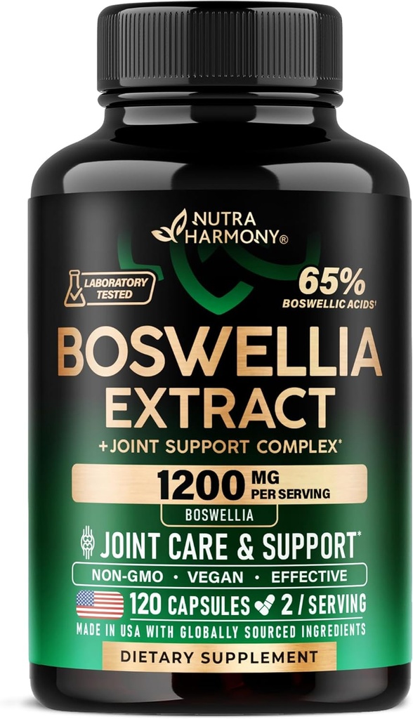 Boswellia 1200mg - Boswellia Extract | Turmeric | Hyaluronsäure | MSM | Gleich - Joint Health & Comfort - Boswellia Serrata | 65% Boswellic Acid - für Herren & Frauen - Made in USA - 120 Kapseln