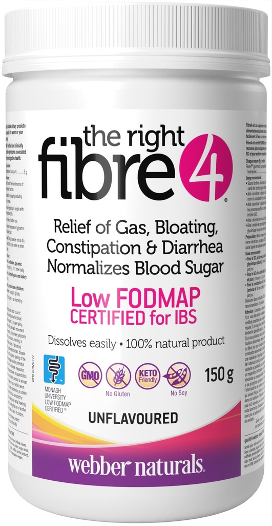 Webber Naturals Fibre 4 Sans saveur, 150 g Poudre