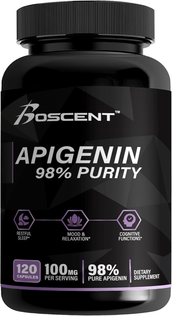 Apigenin Ergänzung 100mg von Kamille Extrakt 120 Count - 98% Reinheit- Apigenin Ergänzung für Schlaf, Stimmung, Kognition, Prostata Gesundheit - Ausgezeichnete Schlafhilfe, Non-GMO, keine Füllstoffe - 4-Monats-Versorgung