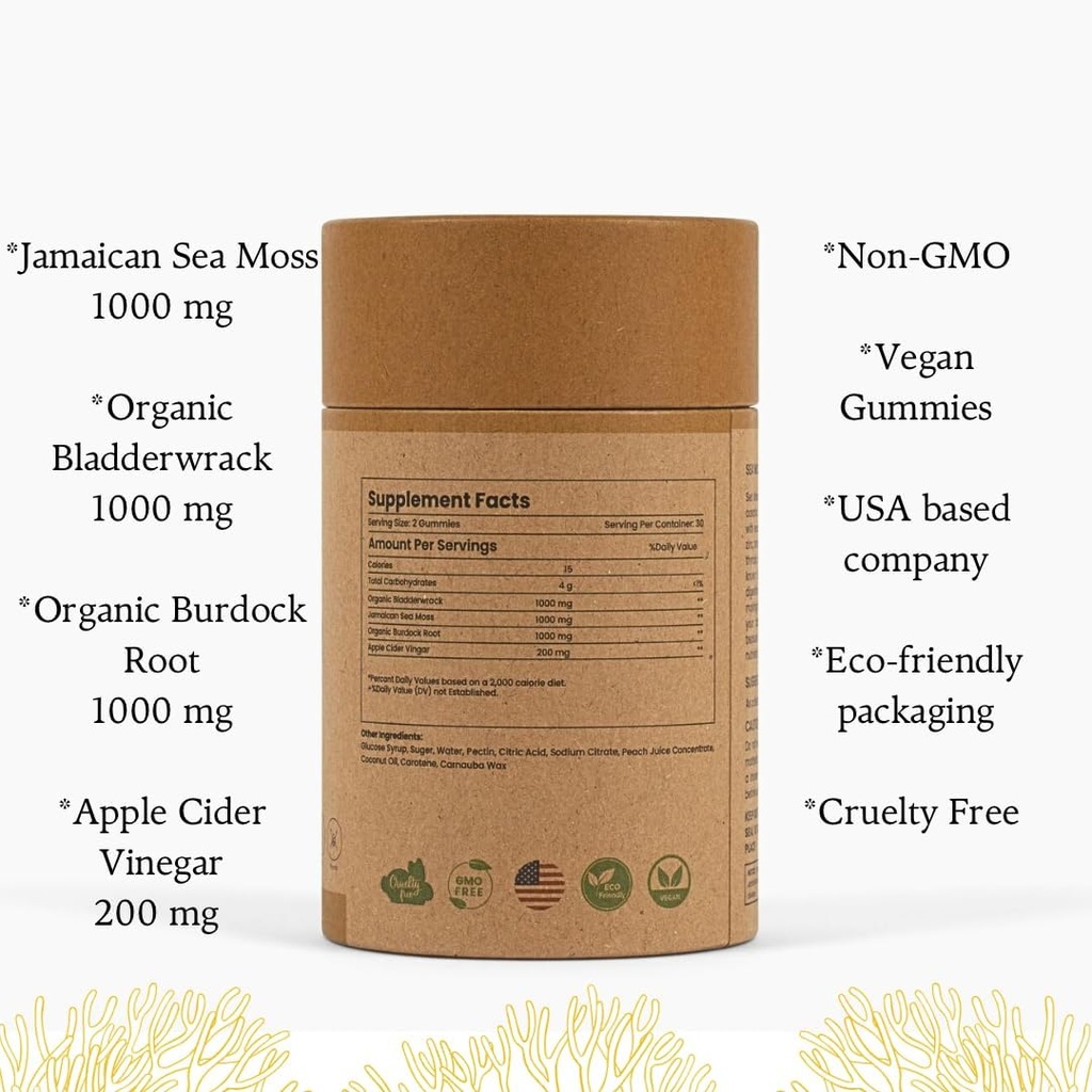 Jamaikanische Meer Moos + Apfel Apfel Apfelessig (Vegan Sea Moss)