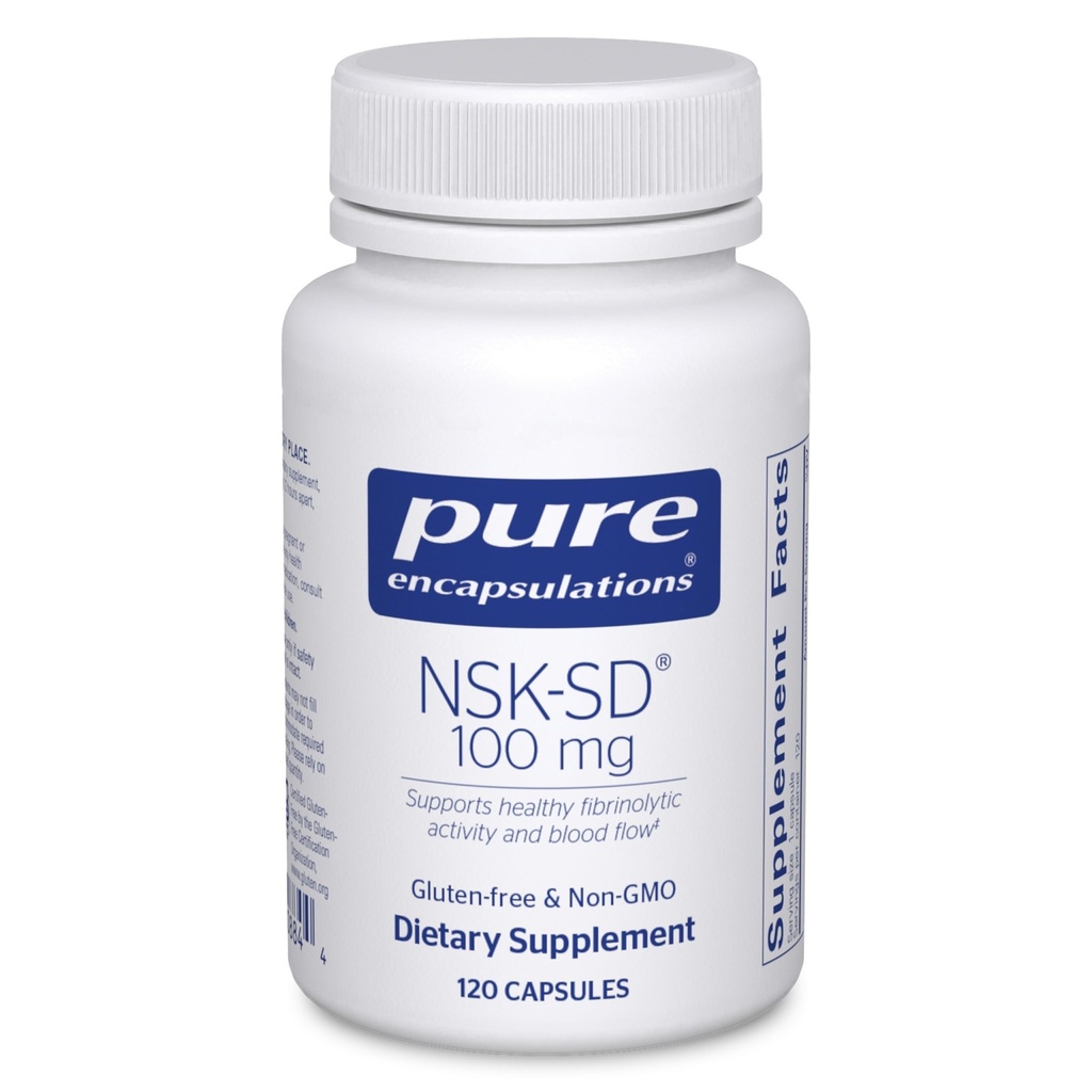 Reine Kapseln NSK-SD - 100 mg Nattokinase - für normale Blutzirkulation - Unterstützt fibrinolytische Aktivität* - Glutenfrei & Non-GMO - 120 Kapseln