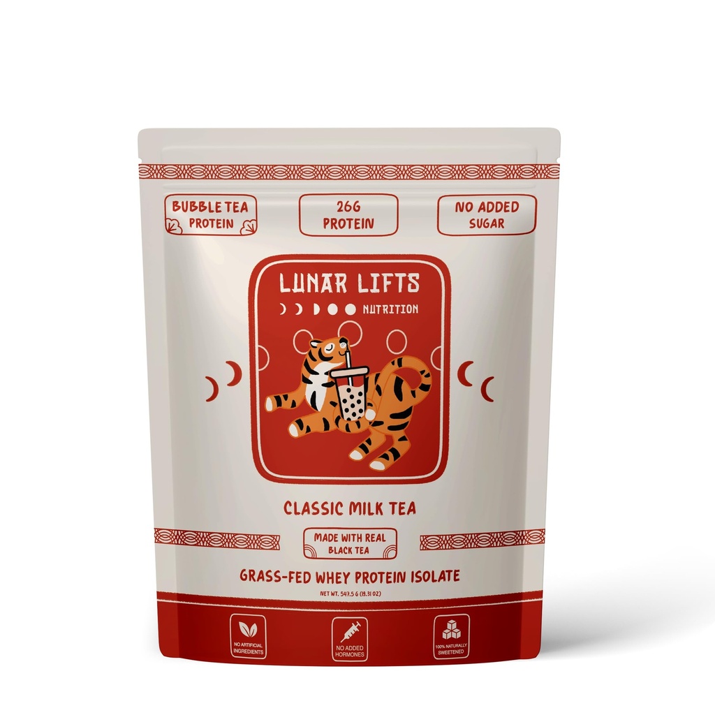 Lunar Lifts Nutrition Classic Milk Tea Boba Protein Powder | Whey Protein Isolate | 26g Gras Fed Whey Protein Powder | Kein hinzugefügt Zucker oder künstliche Zutaten | Bubble Tea