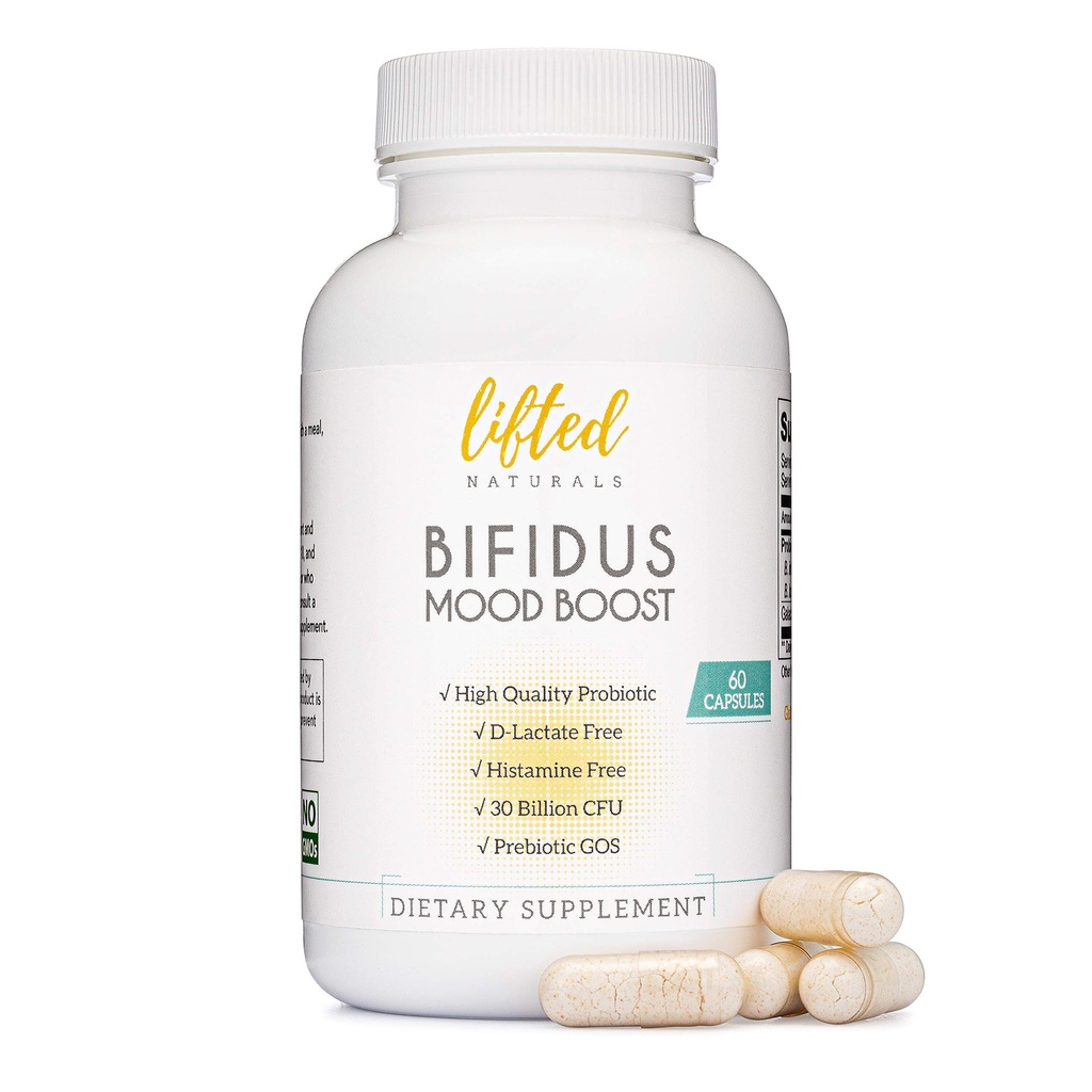 Probiotiques 30 milliards CFU - Supplément de soutien à l'humeur Bifidus w/prébiotiques et probiotiques pour les femmes et les hommes - Soutien à l'humeur et à la digestion- Sans histamine - Boost naturel à l'humeur - 60 jours d'approvisionnement, non-OGM