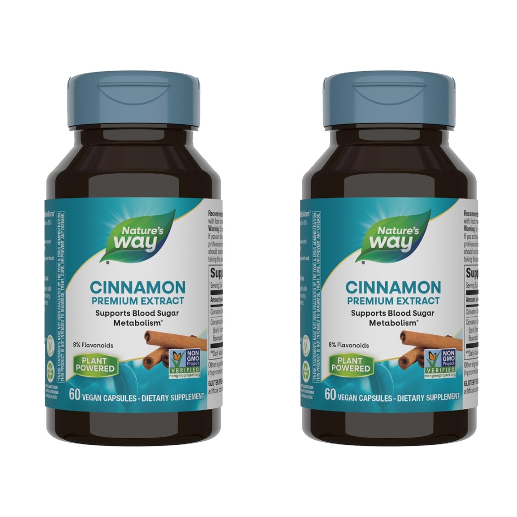 Nature's Way Premium Extrakt Zimt Standardisiert auf 8% Flavonoids 60 Vcaps (Pack von 2)