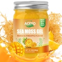 ACEYO (12 OZ) Irish Sea Moss Gel Raw Vegan Mango Ananas Flavor 102 Vitamine und Mineralien Wild Harvested Non-GMO Immune Defense Booster Schilddrüse Verdauungsunterstützung