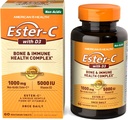 American Health EsterC mit D3 Knochen Immun Complex Vegetarische Tabletten 24 Stunden Immununterstützung 1000 mg EsterC 5000 IU Vitamin D3 NonAcidic Vitamin C Servierungen, 60 Zähler