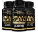 FREZZOR Omega 3 Schwarz für Joint Care & Comfort - Neuseeland Green Lipped Mussel Öl Kapseln; 53x Höhere Potenz mit UAF1000+ Super Antioxidant, kein Fishy Nachgeschmack, 60 Count (Pack von 3)