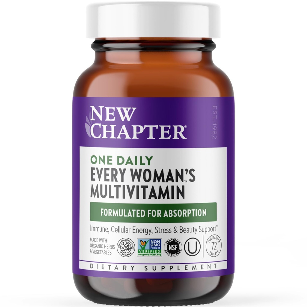 Neues Kapitel Multivitamin für Frauen, Eisen, B6, B12, Biotin für das Haarwachstum, D3, Vit C, Zink für Immun- und Stressunterstützung, Sanft auf leerem Magen, eine tägliche, nicht-GVO, glutenfrei, 18+, 72 Tabletten