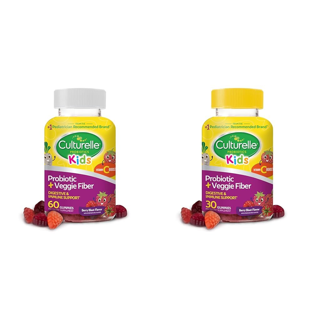 Culturelle Kids Daily Probiotic + Gommies de fibre de Veggie (60 et 30 comtes) - Berry Flavor, Digestive & Immune Health Support