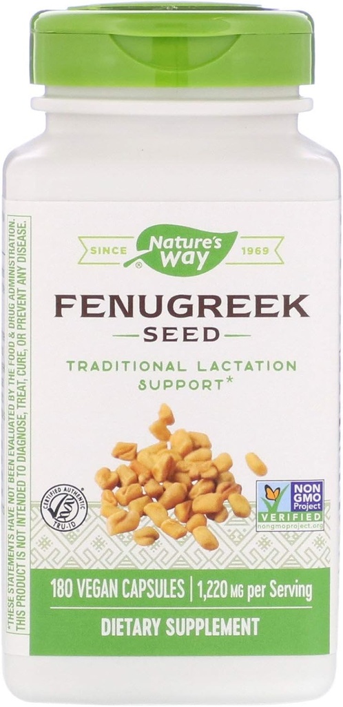 Nature's Way Fenugreek Seed 1.220 mg, Non-GMO-Projekt Verifiziert, TRU-ID Zertifiziert, Vegetarisch, 180 Count, Paket von 2