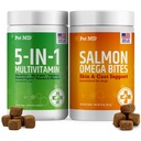 Saumon MD animal de compagnie Bites oméga + 5en1 Moussettes multivitamines