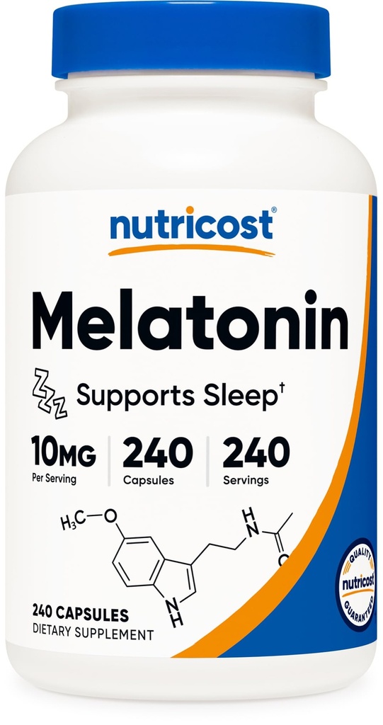 Nutricost Melatonine 10mg, 240 Capsules, sans OGM et sans gluten