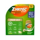 Zyrtec 24 heures Gels liquides antiallergiques, Capsules d'antihistaminique avec Cétirizine HCl Allergie Médecine pour soulager toute la journée du nez de runny, éternuer, yeux démangeants et plus, 12 Compte