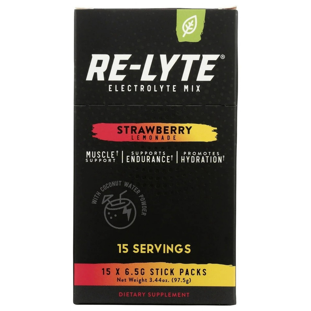 RELYTE Re-Lyte Elektrolyt-Getränk-Mischung Erdbeer-Lemonade 15 Servierpakete 3.44 oz.