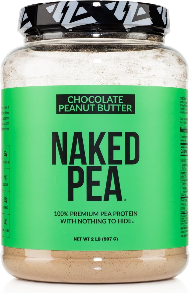 Pois nus - Protéines de beurre d'arachide au chocolat des fermes américaines et canadiennes, cacao biologique, sucre de coco biologique - Pas d'OGM, pas de soja et sans gluten, aide à la croissance et à la récupération - 21 portions
