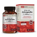 DailyNutra KSM-66 Ashwagandha 600mg Bio-Root-Extrakt - Hohe Potenz-Ergänzung mit 5% Withanolides | Relieves Reifen, unterstützt Entspannung, Fokus, Energie, & Muskelwachstum (90 Kapseln)