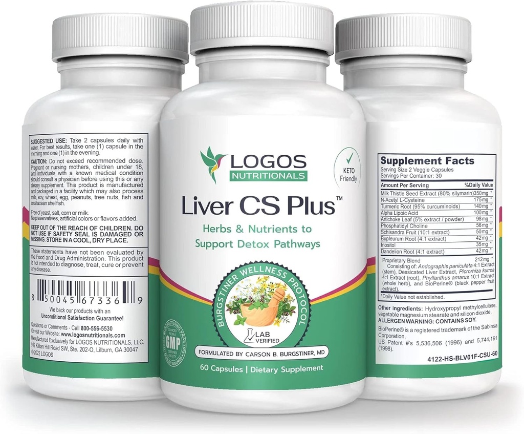 Logos Nutritionals-Liver CS Plus-60 Leistungsstarke Leber-Detox-Formel Veggie Caps-Increasing Glutathione und senken Oxidative Stress.