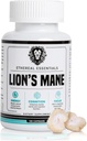 Capsules de cognition de champignons de la Mane des Lions (120 comtes) - Extrait de la Mane des Lions en poudre de champignons - Vitamines cérébrales - Cognition - Supplément focus