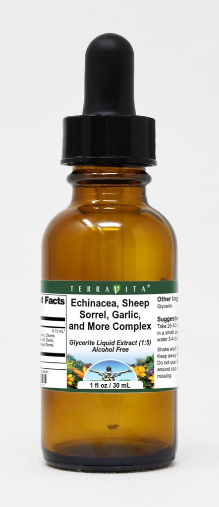 Terravita Echinacea, Sheep Sorrel, Knoblauch, und mehr Complex Glycerite Flüssigextrakt (1:5) - Keine Geschmack (1 Unze, ZIN: 523691)