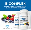 Vitaminerals 2BG+TM B Complex Immune Support High Potency B Complex | Fruits & Veggies Blend | 120 Veggie Kappen