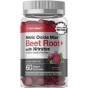 Horbäach Nitric Oxid Beet Root Gummies | 60 Count | mit Nitrate | Erdbeeren Geschmack | Vegan, Non-GMO, Glutenfreie Ergänzung