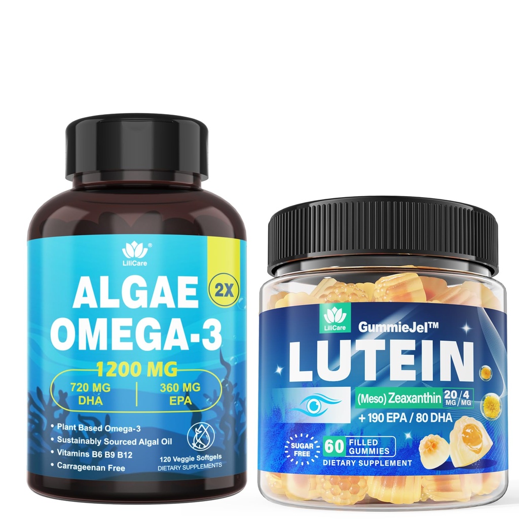 Zuckerfrei Lutein 20mg 40mg +Vegan Omega 3 DHA EPA