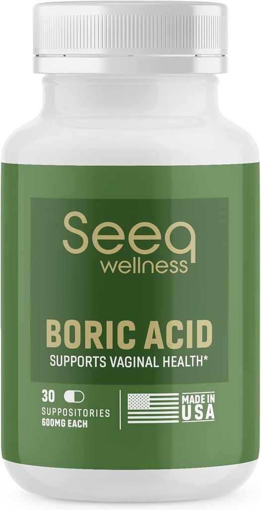 Suppositoires d'acide borique pour les femmes - Aide à soutenir le contrôle de l'odeur et l'équilibre PH vaginal, Fabriqué aux États-Unis - 30 comtes