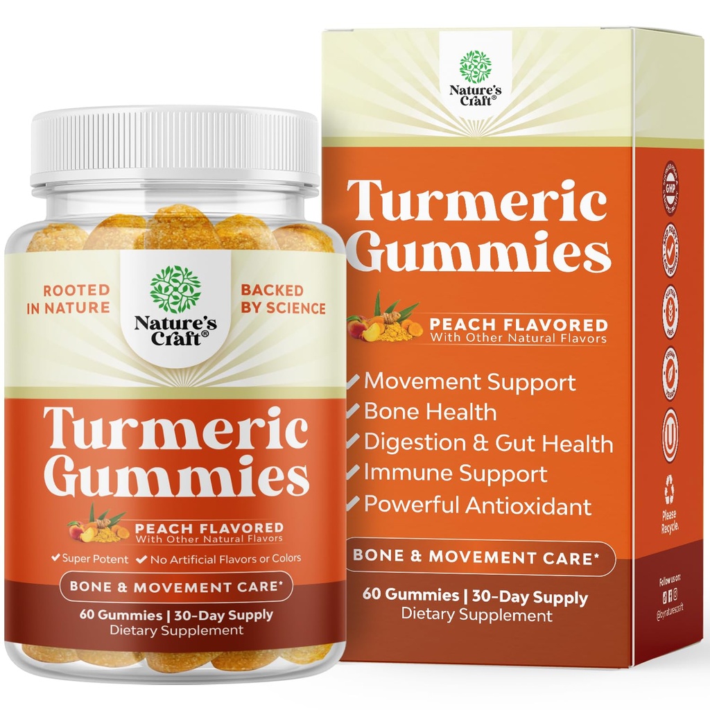 Kurkuminische Curcumin Immununterstützung Gummie - Immun Booster Kurkumagummis für Gelenkunterstützung und Fortgeschrittene Hautpflege - mit Schwarz Pfeffer Joint Supplement Gummy Vitamine mit Curcumin Pulver