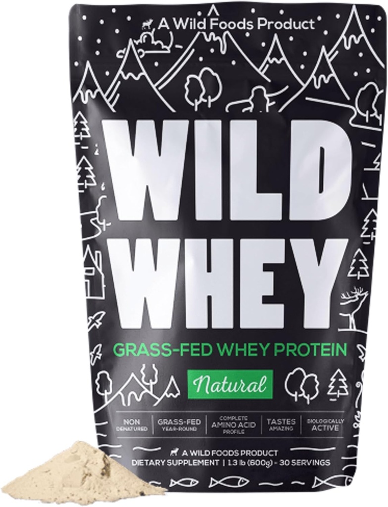 Raw Grass-Fed Whey Protein, Cold Process, Nondenatured, Pasture-Raised Cows, Low Carb, Keto, Paleo Friendly, GMO-Free, Gluten-Free, rBGH-Free, U.S.A Made, 480g Protein (1.32 Pound Unflavored)