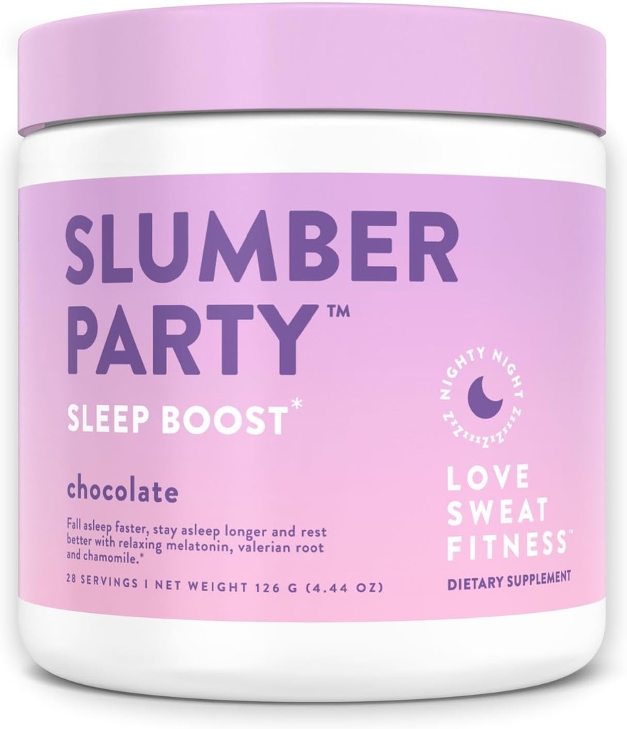 Liebe Sweat Fitness Schlaf Boost Pulver | Slumber Party Schokolade | verbessert Schlaf, unterstützt Muskel Erholung | Vegan, Glutenfrei, Non-GMO | 28 Servierungen