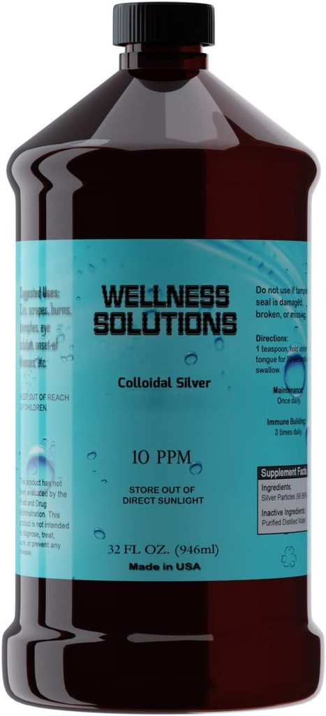 Kolloidal Silber - Wellness Solutions - Vegan - Gluten Free 32 fl. oz