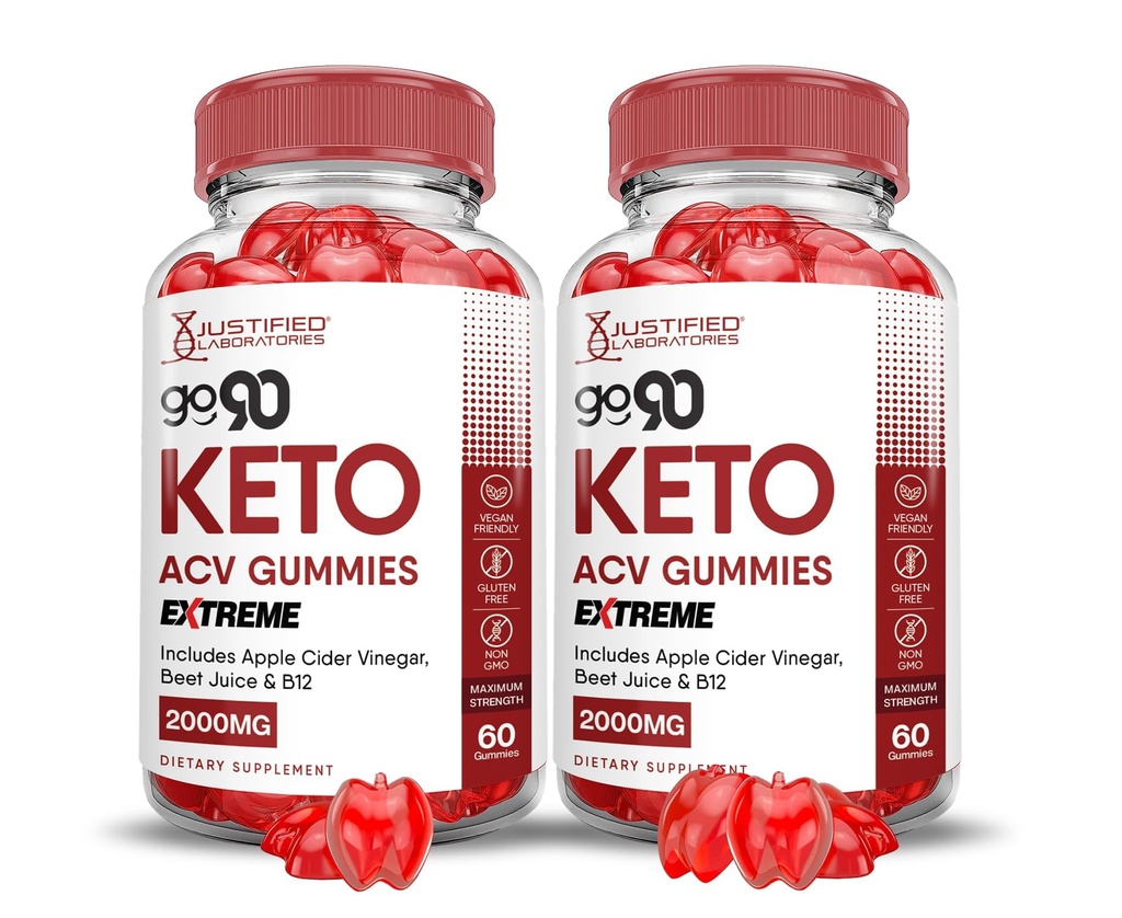 Justified Laboratories (2 Pack Go 90 Keto ACV Gummies Extreme 2000MG Go90 Keto Gummies Apfelessig Formuliert mit Granatapfelsaft Pulver B12 Vegan Non GMO 120 Gummys