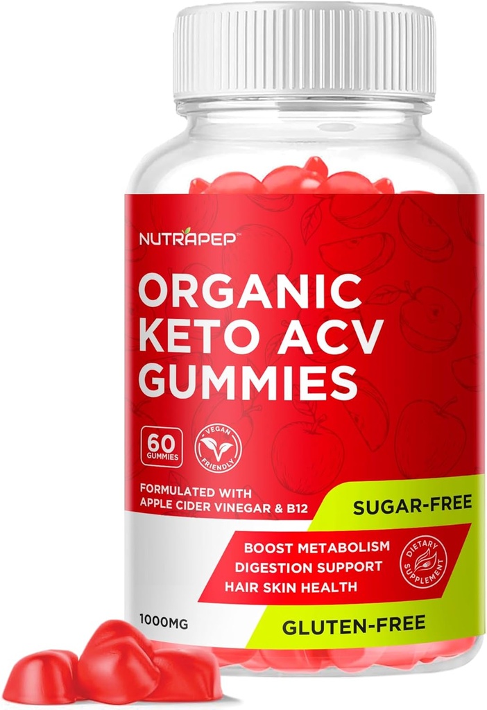 Organic Keto ACV Gummies - Glutenfreies und zuckerfreies Apple Cider-Essig-Ergänzung für Damen (1000MG)