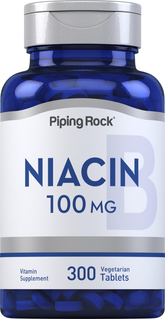 Piping Rock Niacin Ergänzung für Frauen und Männer | 100mg | 300 Tabletten | Nicotinsäure mit Flockung | Vegetarisch, Non-GMO, Glutenfrei