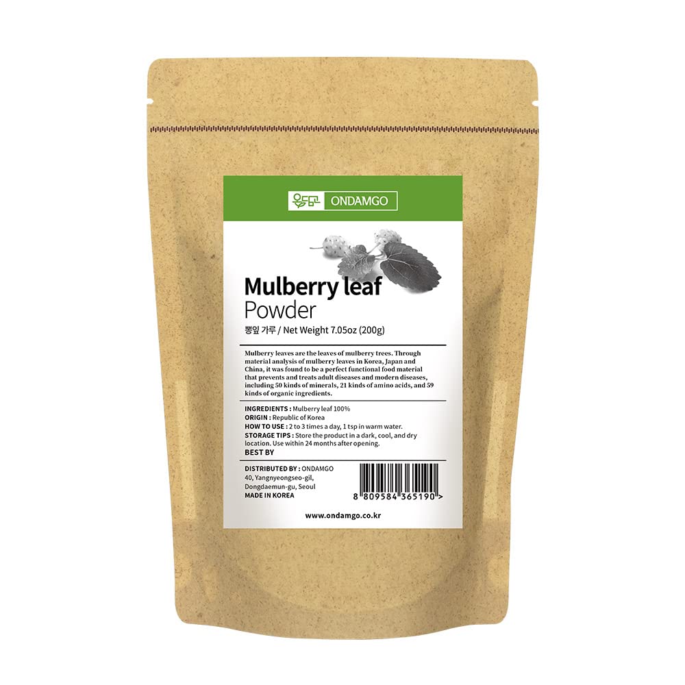 Korean Mulberry Blatt Pulver 200g Kräuter Super Nahrungsergänzung 7.05 Fl Oz natürliche Fasern für Smoothie, Getränke, Vegan Friendly (Mulberry Blatt Pulver)