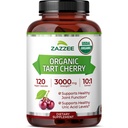 Zazze USDA Organic Tart Cherry 10:1 Extrakt, 3000 mg Stärke, 120 Vegan Kapseln, 4 Monate Versorgung, Standardisiert, Konzentriert 10X Extrakt, 100% Vegetarisch, Certified Organic, All-Natural und Non-GMO