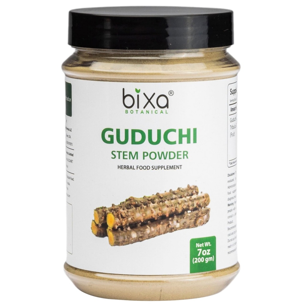 bixa BOTANICAL Guduchi Pulver | Giloy | Tinospora Cordifolia | 200 Gramm / 7 OZ | Ayurvedic Kräuterergänzung für Immunität Unterstützung | Glutenfrei, Non-GMO, Steam behandelt, Vegan, 100% Pure.