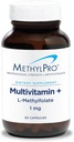MéthylPro Multivitamine + 1 mg de méthylfolate - Multivitamine sans fer pour les femmes et les hommes avec vitamine A, C, minéraux, complexe B méthylé, multivitamine sans fer - 30 capsules