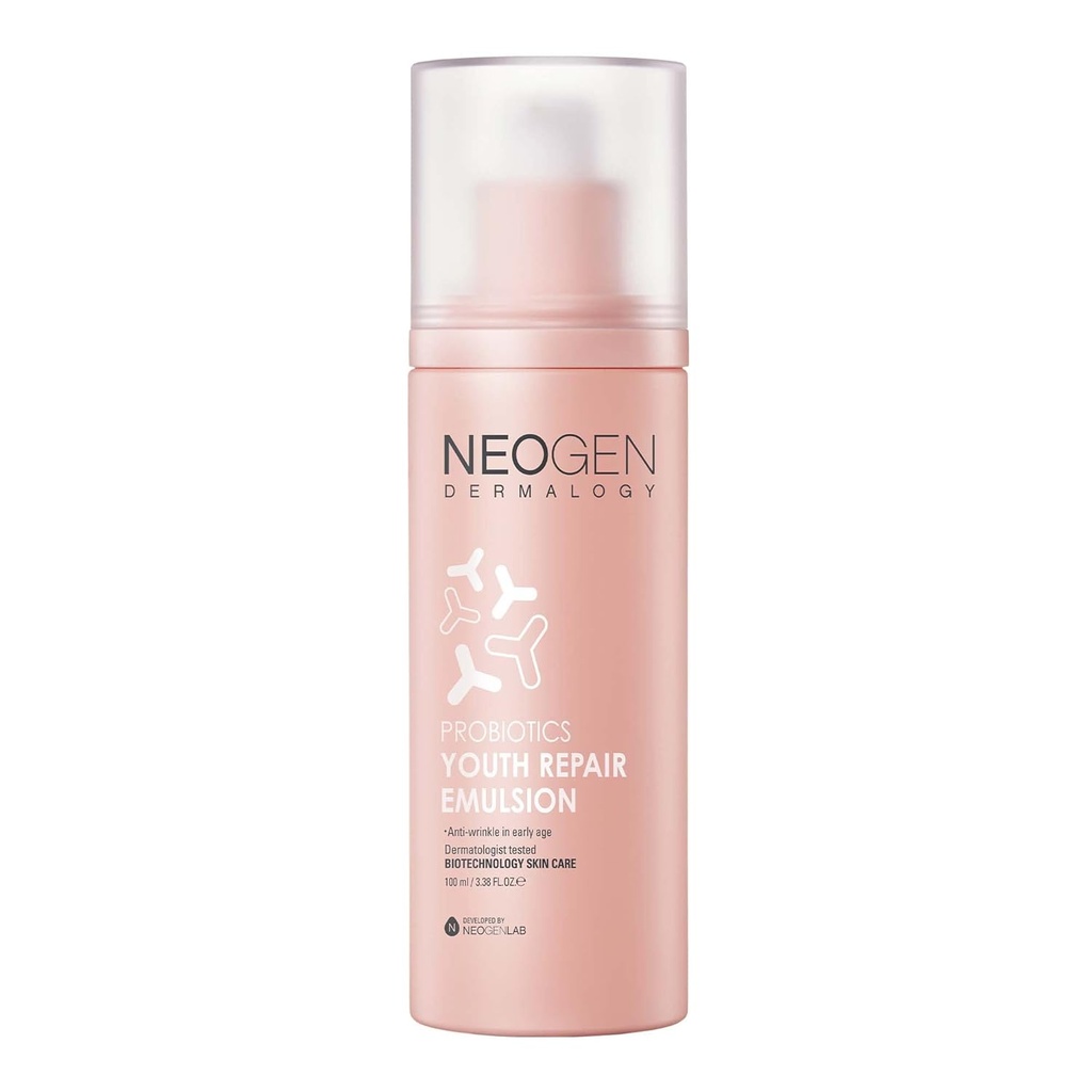 NEOGEN Probiotics Youth Repair Emulsion 3.38 Fl Oz (100ml) - Hydrating & Firming Gesichtsemulsion mit Probiotics Lactobacillus & Bifida & Collagen - Korean Skin Care