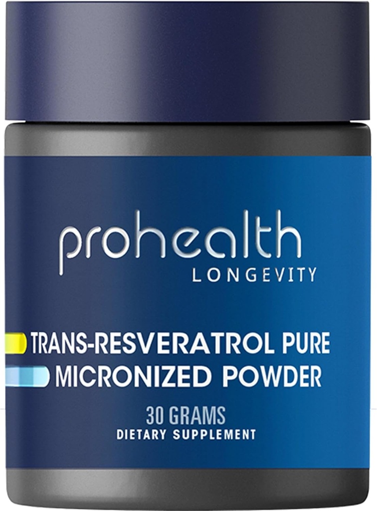 ProHealth Longevity Micronized Trans Resveratrol Powder 30 Gramm - 98% Pure Pharmaceutical Grade, 1000 mg pro Scoop, Superior Absorption und Bioverfügbarkeit
