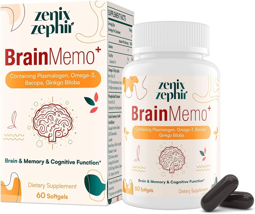 Suppléments Cerveau pour la mémoire et le focus - Complexe Phospholipide avec Omega-3,Plasmalogènes pour la performance cognitive et l'amélioration du focus - Non-OGM, 60 jours
