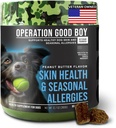 O.G.B. Opération Bon garçon - SRE: supplément pour la peau, le manteau et l'allergie pour les animaux de compagnie - 90 Couvercles doux - 12,7 oz - Ingrédients naturels fabriqués - Vétéran possédé