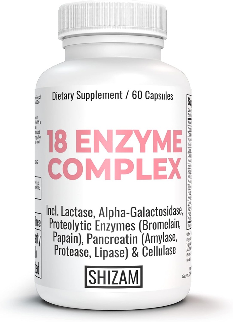 IBS Postbiotics Digestive Enzyme-s w Lactose Alpha-Galactosidase Pancreatic Amylase Lipase Protease Cellulase Bromelain Papain | Capsules Pills | Diarrhea Constipation Bloating Relief Supplement-s