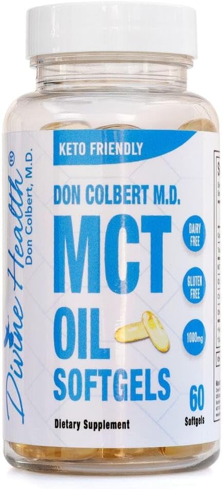 Dr. Colbert, MD MCT Oil Softgels | von Keto Zone & Divine Health | 1000mg von Organic Coconuts | 60 Softgels