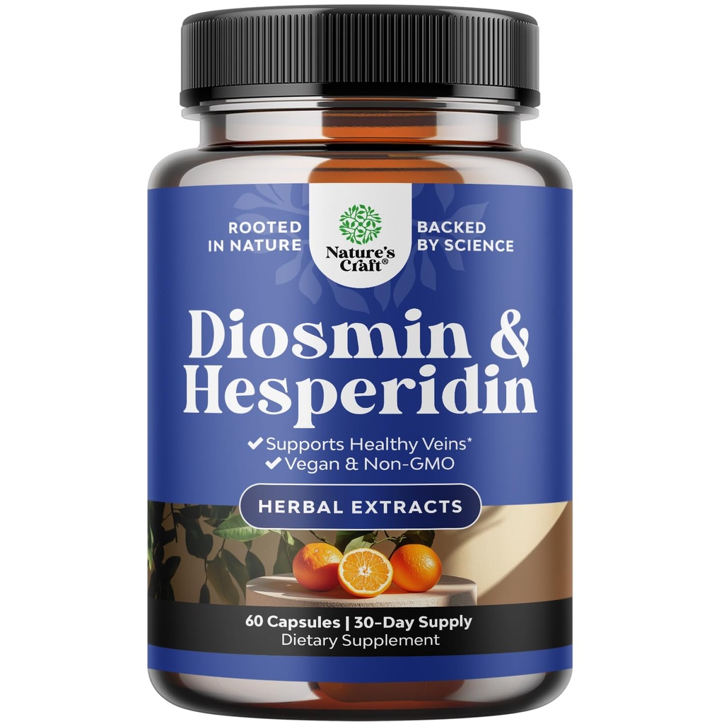 Diosmin Hesperidin 1000mg Komplex für Erwachsene - Bitter Orange Ergänzung für Varikose Venen Unterstützung, Leg & Feet Blut Gesundheit - Diosmin & Hesperidin Ergänzungen von Citrus Aurantium - 60 Zähler