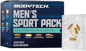 BODYTECH MenaTMs Sport Pack a Daily Multivitamin, Mineral, & Complement Packs a individuelly Wrapped (30-Day Supply)
