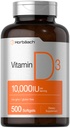 Horbäach Vitamine D3 10000 UI de 500 softgels non-OGM, supplément sans gluten Taille de la valeur 250 mcg de formule à haute puissance