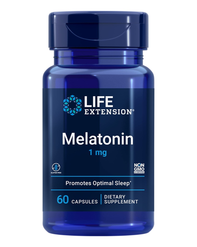 Lebensverlängerung Melatonin 1 mg - Für Restige Nacht, Hormon Balance und Immune Gesundheit - Sofort Veröffentlichung - Glutenfrei, Non-GMO - 60 Kapseln